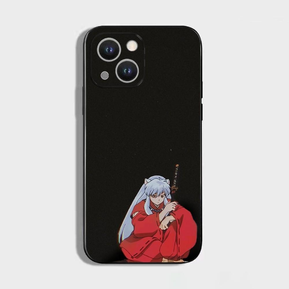 Anime I-Inuyasha Phone Case For iPhone 16 15 Plus 14 13 Pro Max 12 Mini 11 X XS XR 7 8 8Plus Black Soft Phone Coque