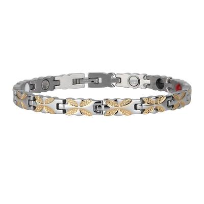 Fashion Woman Stainless Steel Flower Shape Bracelet Bangle Jewelry  (Silver)