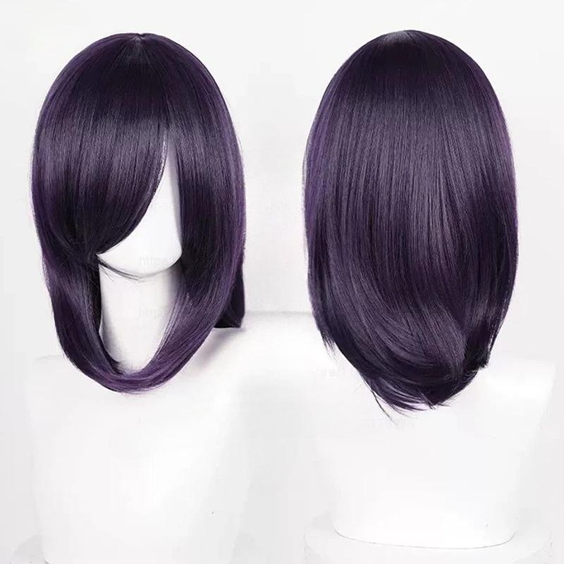 Anime 40cm Middelgroot Basis Pony Blond Zwart Wit Rood Roze Groen Bruin Goud Blauw Cosplay Pruik Hittebestendig Synthetisch Haar Pruiken blue