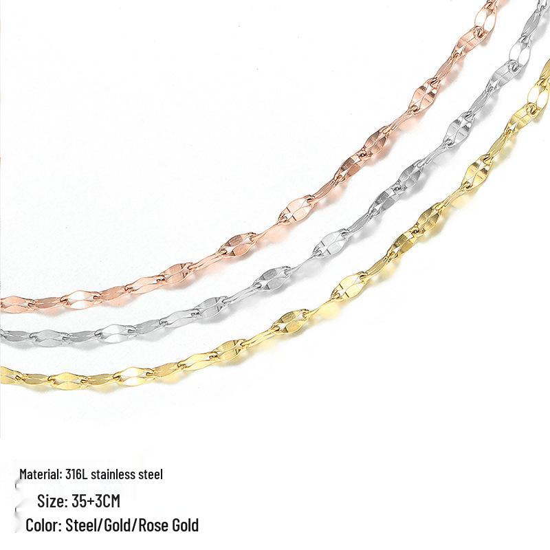 St. Delan Stainless Steel Gold-Plated Titanium Choker Necklace for Women - Simple Niche Design