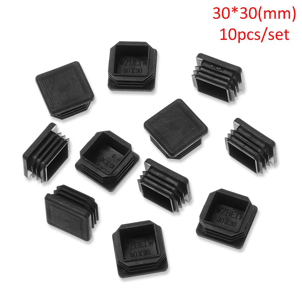 10pc Black Plastic Steel Square Pipe Plug Furniture Accessory Leg Plug Anti Slip Feet Protector Pad Plastic Square Tube Cap Plug