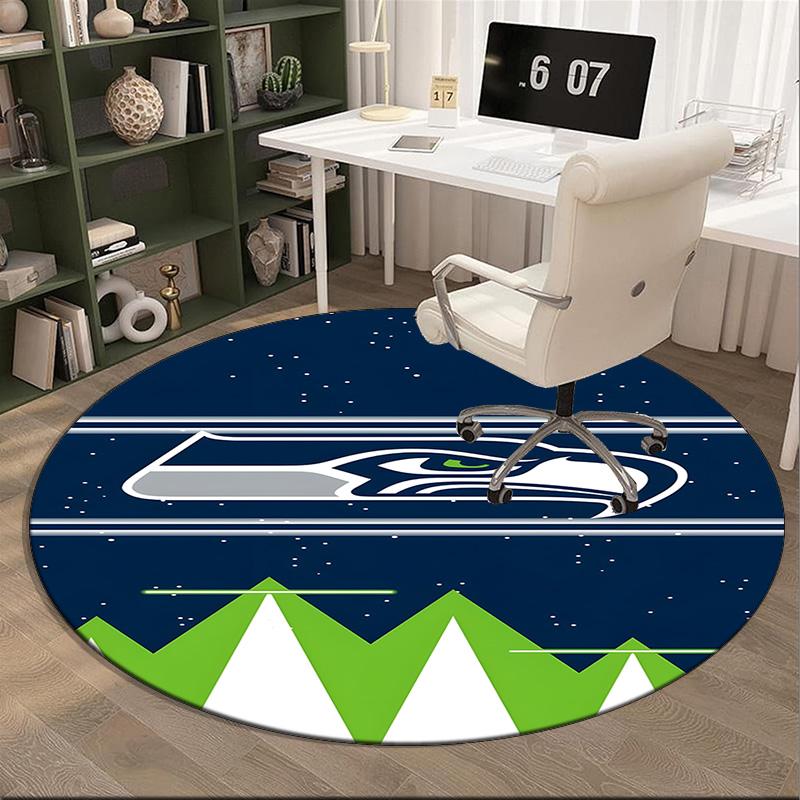 Seahawks Team Spirit Round Rug for Livingroom,Bedroom, Palyroom, Chair Rug, Area rug, Circle Carpet, Large Size Fan Christmas gift