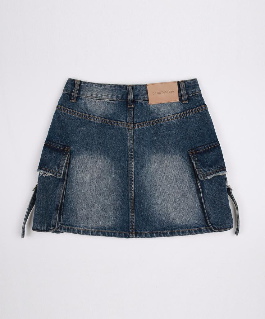 Deketeuumeon Cargo Mini Skirt Dcsk004Bluea