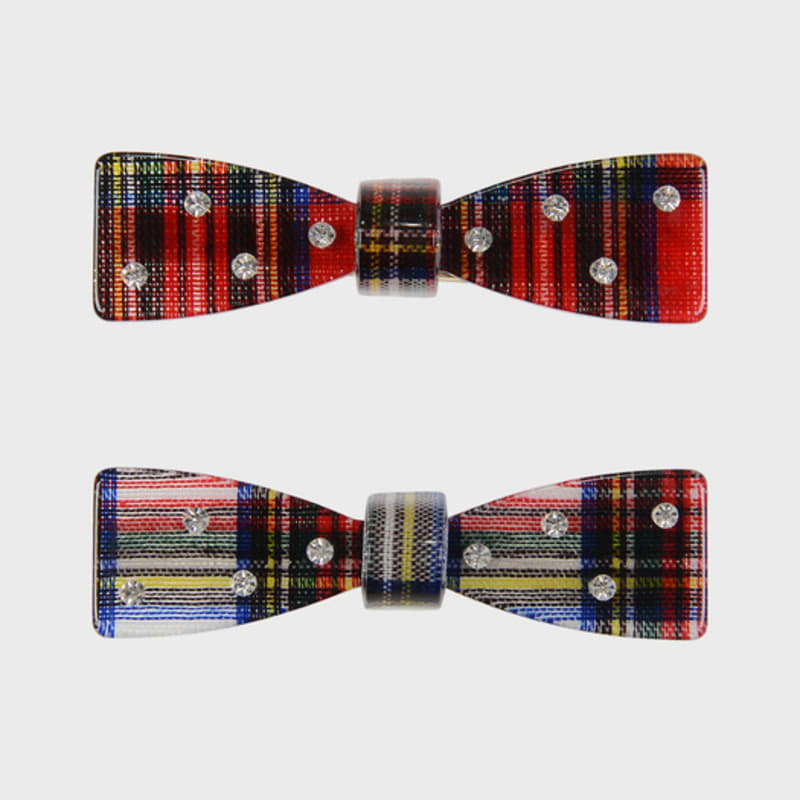 

Eireve POLKA DOT BOW HAIR CLIP SET 2PCS (TARTAN CHECK) Tartan check
