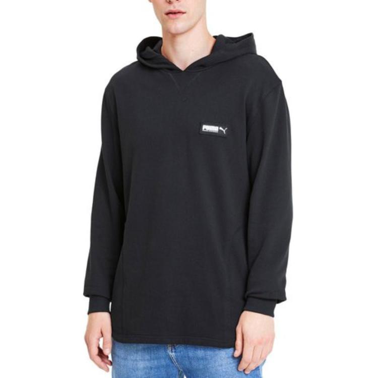 Puma Solid Color Casual Drawstring Hoodie Unisex Hoodies Black 582678-01
