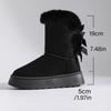 Fashion Women's Fluffy Fur Snow Boots 2025 Winter Soft Thick Bottom Furry Ankle Boots Sweet Ribbon Bowknot Designer Shoes Plus Size 42