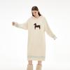 Lazy wind half-edge velvet nightgown women's autumn and winter Korea loose and thin long nightgown over knee cover soft pajamas