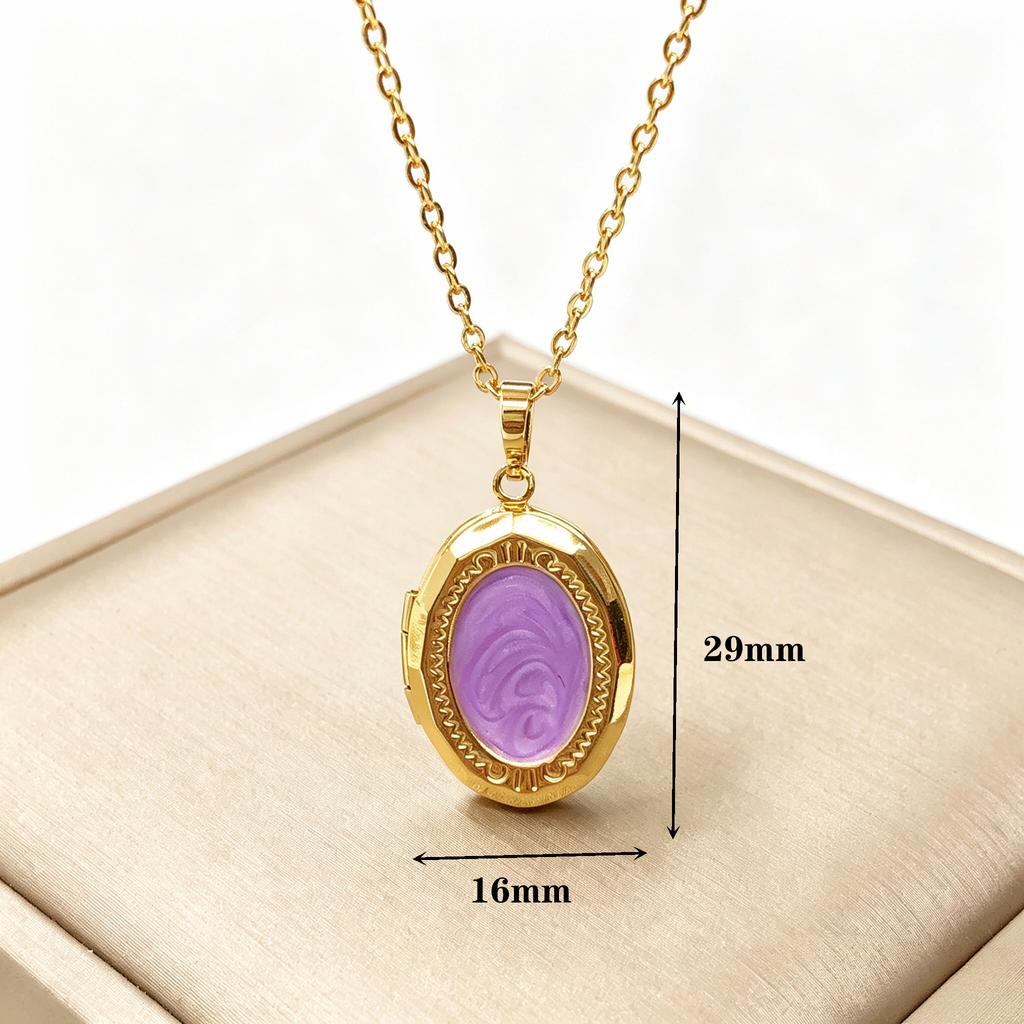 New Trendy Openable Oval Enamel Art Photo Box Pendant Necklace Minimalist for Female Male Daily Party Jewelry Accessories