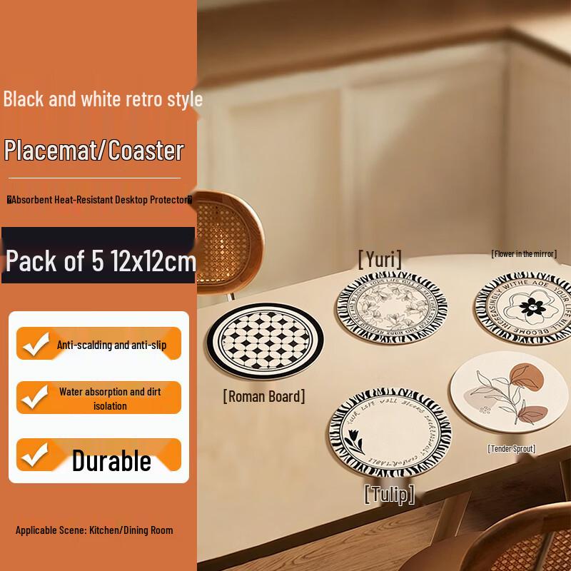 

Diatomaceous Earth Absorbent Coaster & Placemat Set