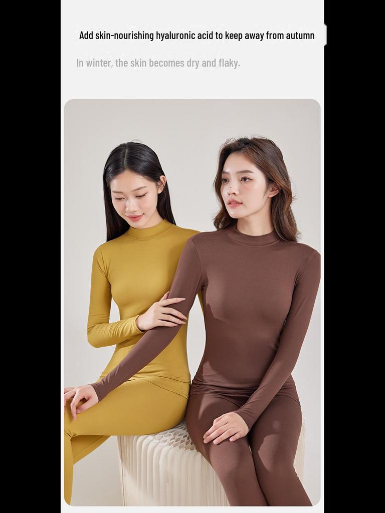 Women's Seamless Cotton Turtleneck Top - Thin, Warm, No-Pill, Autumn/Winter 2024 Collection