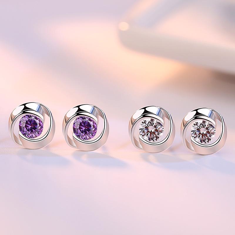 Sterling Silver Rose Love Stud Earrings - Simple & Elegant Design