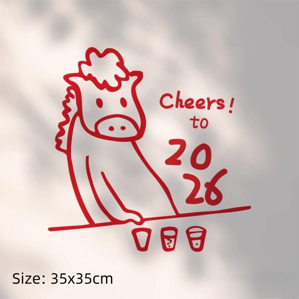 Good Fortune PVC Window Stickers Red Horse Static Cling Paster Wall Sticker Home Decoration