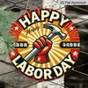 2D Flat - 7.87X7.87 Inch Metal Wall Art for Labor for Unions - "Ode to Labor" Featuring a Red Hammer And Workers' Fist Emblem, Perfect for May Day Or