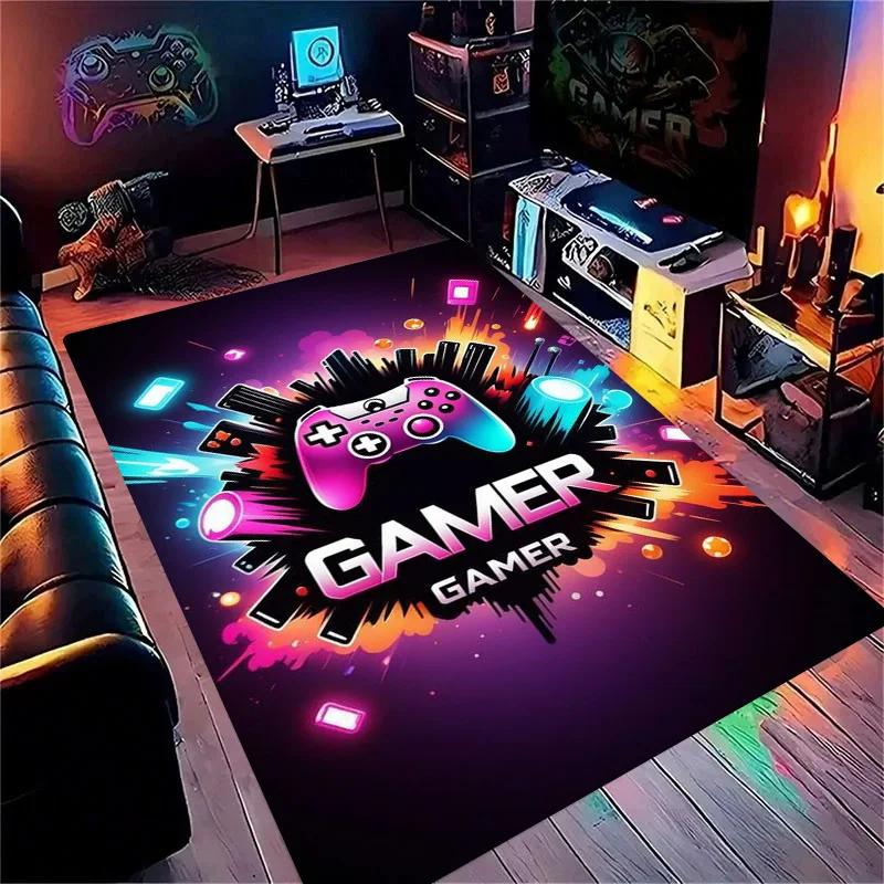 Gaming for Boys Room Gamer Casual Carpet with Controller Design Rug for Game Room Bedroom Decor Machine Washab Mat