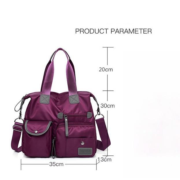Business Travel Bag for Women Large Capacity Multi Pocket Lightweight Handbag Nylon Fabric Storage Bag Short Distance Travel Shoulder Waterproof Bag