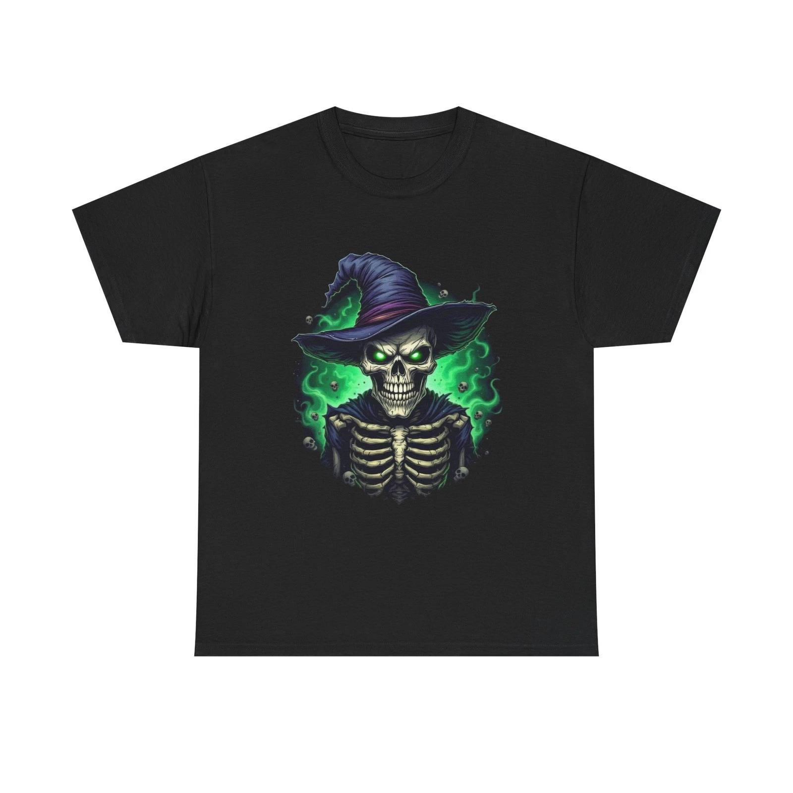 Spooky Skeleton Witch Tee, Halloween T-Shirt, Unisex Graphic Tee, Creepy Apparel XL