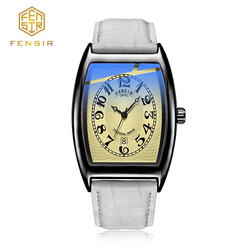 Fins Men's Tonneau Classic Blue Light Retro Business Waterproof Quartz Watch
