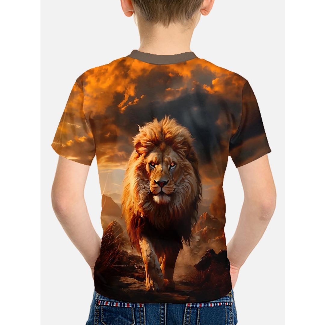 

Детская одежда для мальчиков, крутой лев, 3D-принт, топы, детская футболка, футболка, 2024, детская весенняя одежда, топы, рубашки с коротким рукавом 140 cm