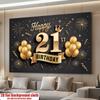 1pc Birthday 21st Gift Box Photo Booth Hanging Banner Golden Polyester