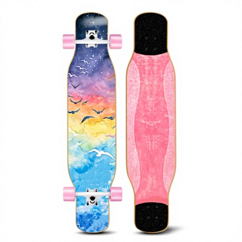 46IN Big Longboard Skateboard Boys Girls Beginners Adults Four-Wheel Street-Style Professional Double Rocker Maple Wood Dyed