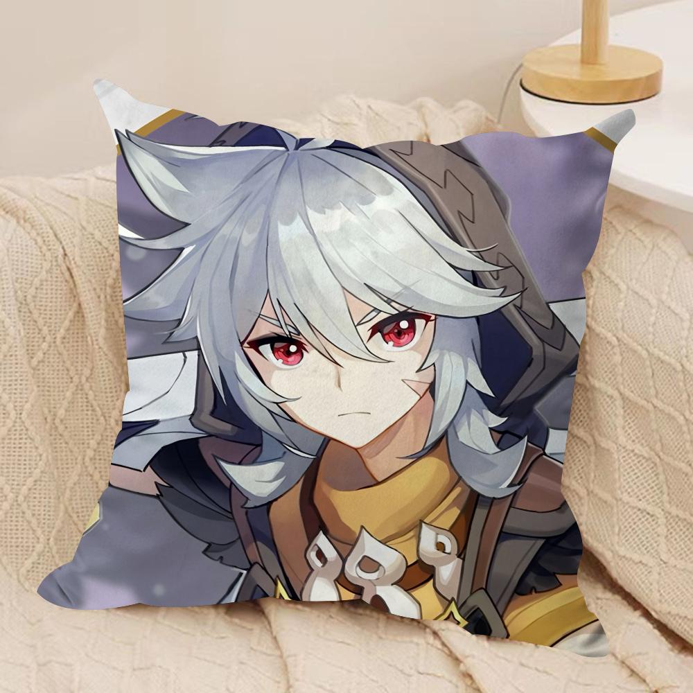 Razor Cute Genshin Impact Cushion Cover Silky Short Plush Invisible Zipper Dustproof Sofa Pillow Case For Home Decor