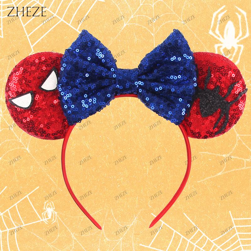 Disney Mickey Uszy Opaska z Cekinami 5" Kokarda Zamek Fajerwerki Opaska do Włosów Dla Dziewczynek Dzieci Featival Impreza DIY Akcesoria do Włosów