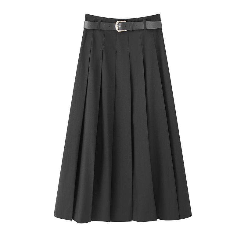 

Ainos Yousi Genuine Goods Women clothes 2025 Autumn New Fashion High Waist Slimming Pleated Skirt Skirt women Black L