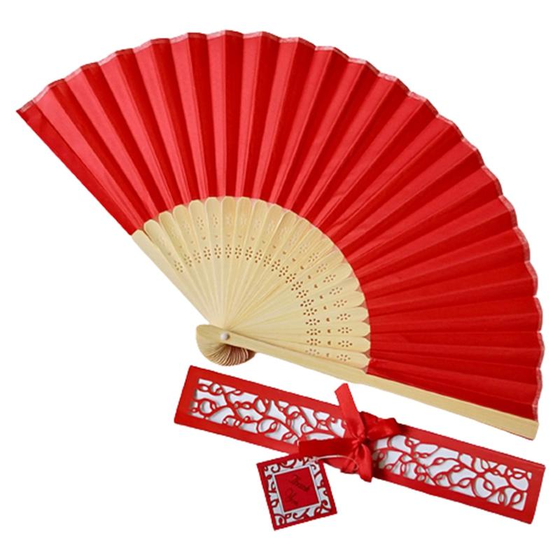 Folding Fan Silk Wedding Dance Hand Fan With Gift Box Party Favors