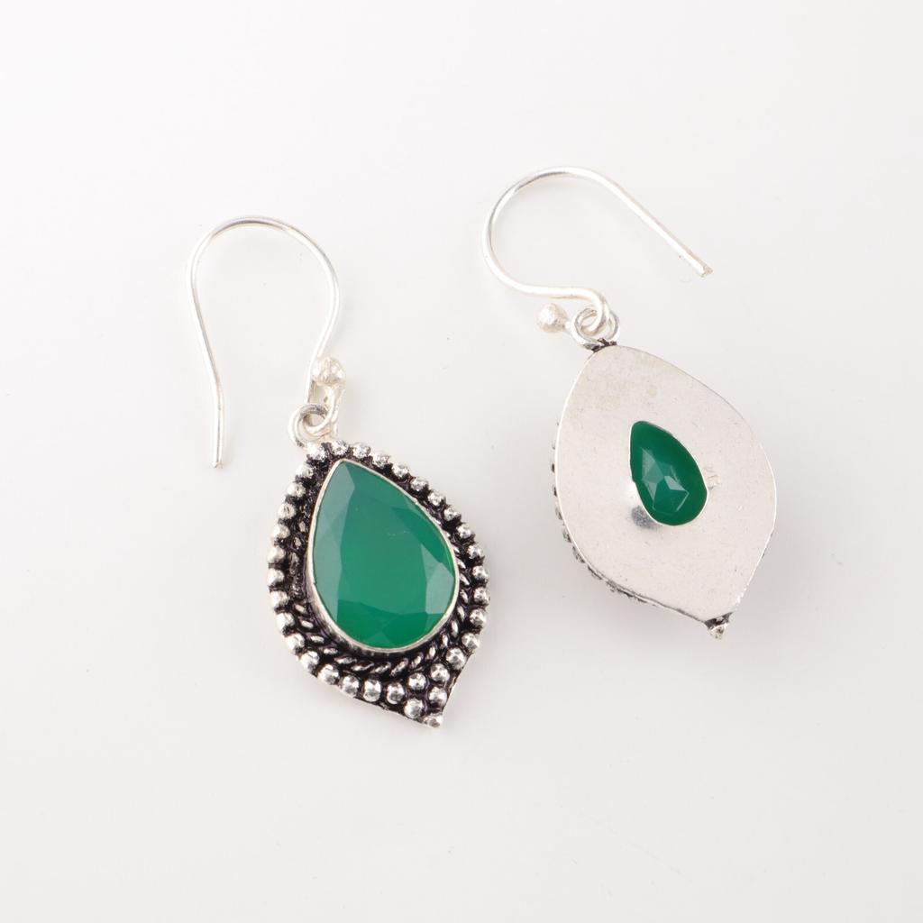 Green Onyx Gemstone 925 Sterling Silver Handmade Jewelry Earrings Gift For Women EE-164-19