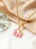 Cute Pink Little Elephant Pendant Stainless Steel Giraffe Animal Necklace Prayer Lucky Charm Jewelry Gift