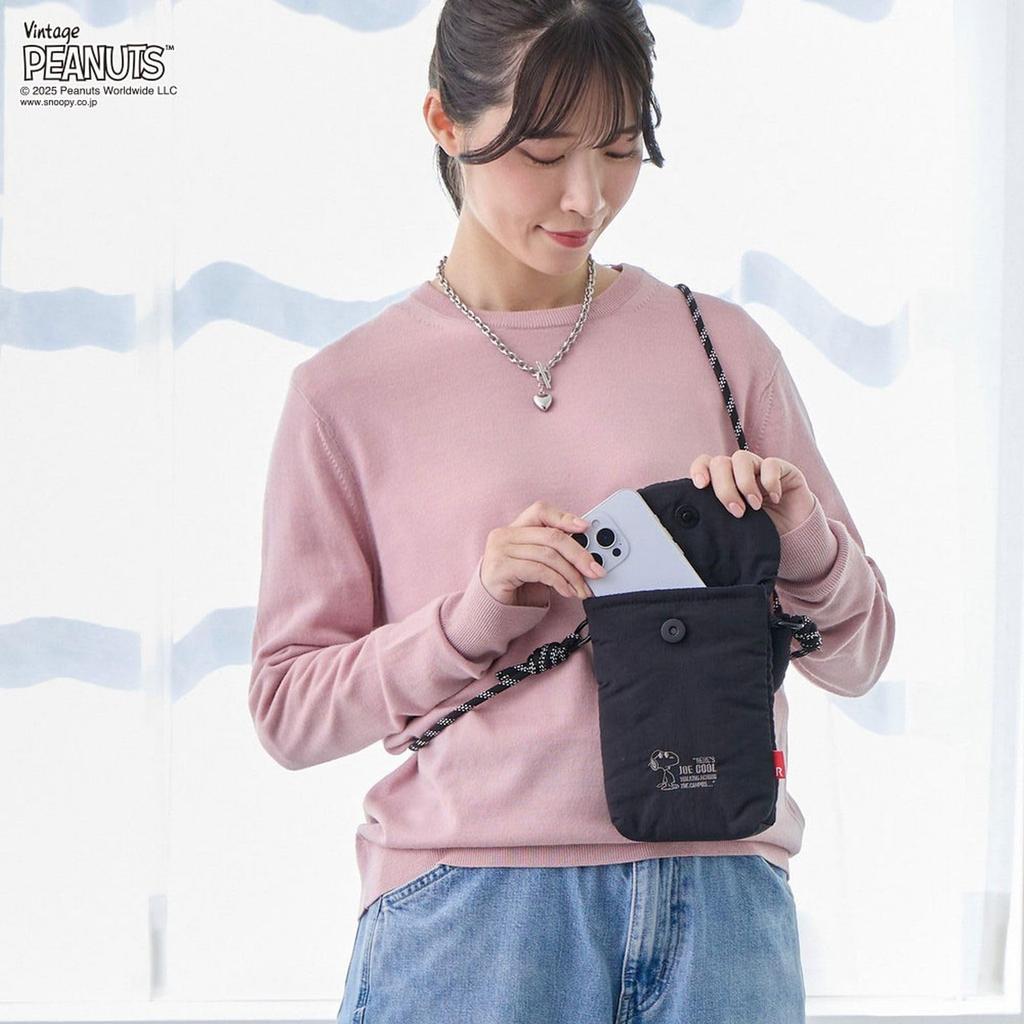 Snoopy Embroidered Fluffy Mini Shoulder Bag 2Way IP Baby Padded 8452 Matte [Rootote] Peanuts-0S (03 Black)