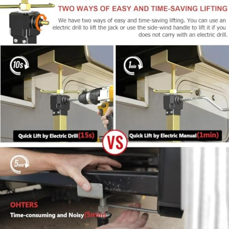 Heavy Duty RV Slide Out Supports Jacks 16.7 to 36 Adjustable with Drill Adjust Aluminum Gear Box Travel Trailer Stabilizer Jack