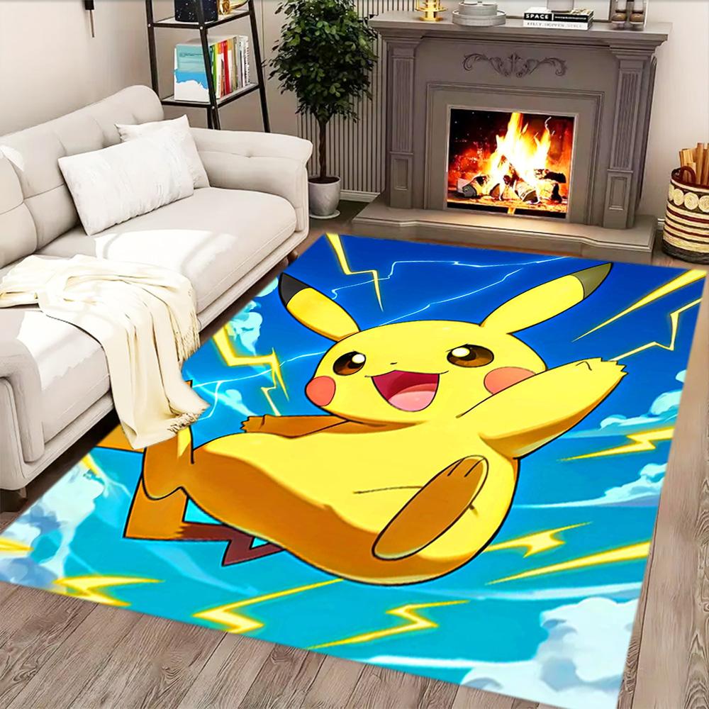 Pikachu's Electric Adventure rug for living rooms, bedrooms, home décor, and as gifts.