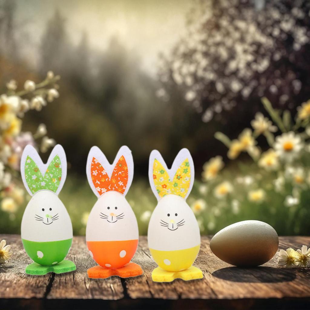 3 Pieces Easter Eggs Adornments Cute Party Favors Decoration Decorative Rabbit Figurines