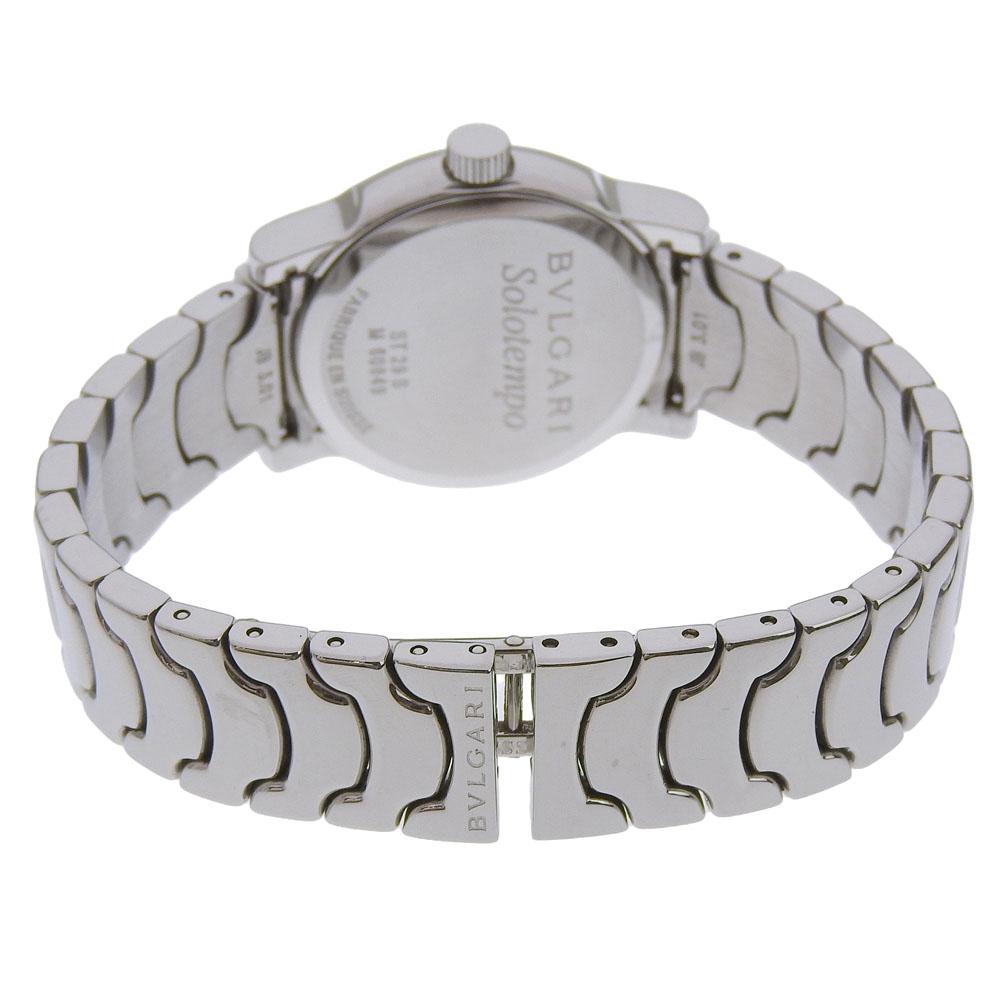 Bvlgari Solo Tempo Watches ST29S blackDial Stainless Steel Quartz Analog Display Women Used