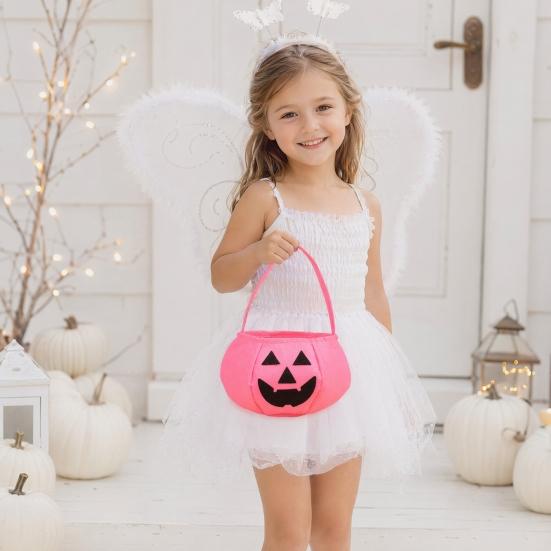 Halloween Pumpkin Candy Bag for Kids Reusable Non-Woven Trick or Treat Bucket Pumpkin