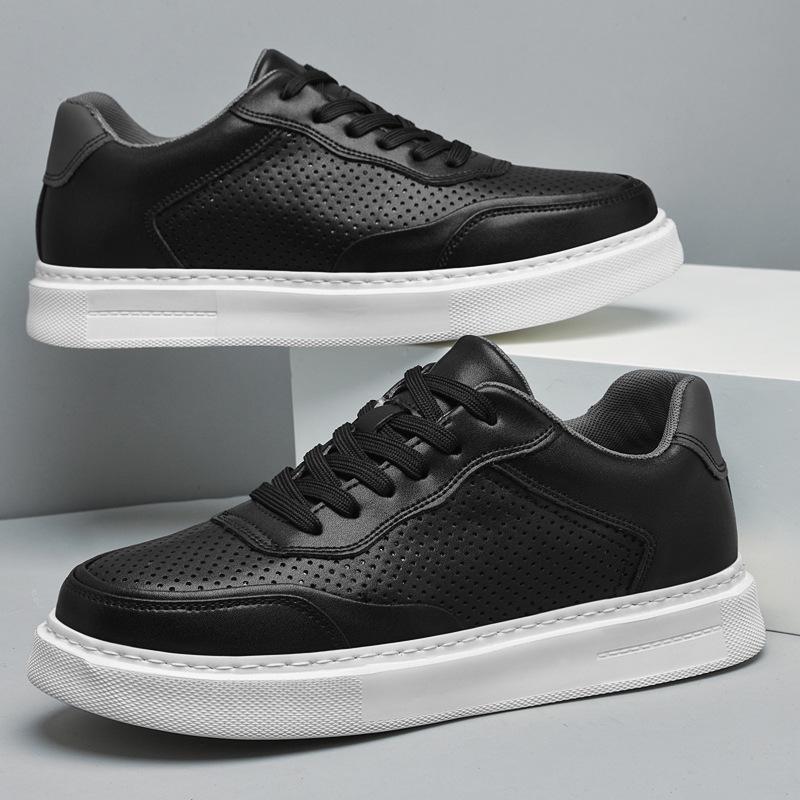 Korean Style Men's White Thick Sole Breathable Casual Sneakers
