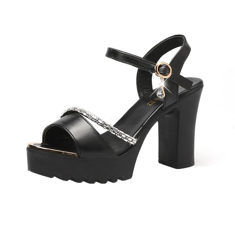 New Summer Women Thick Heel Sandals With Platform Soft Leather Comfortable Stylish Height Increasing Shoes