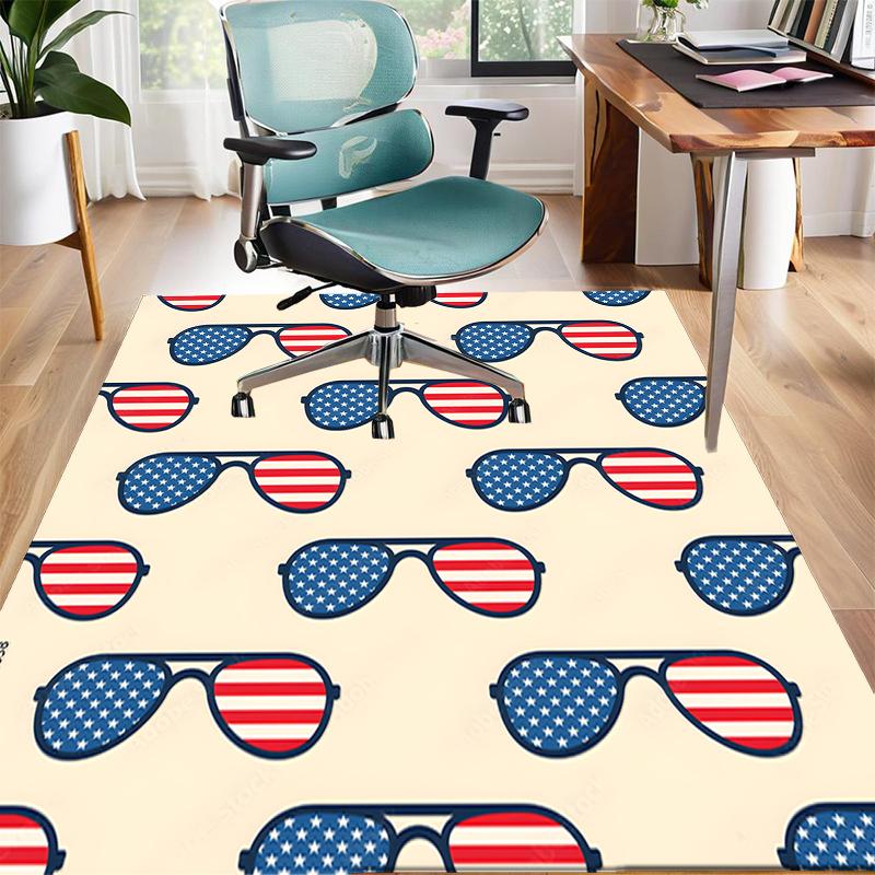 American Flag Polyester Carpet, Soft Indoor Mat for Office Chair, Living Room, Computer Desk - Decorative Home Office Rug Design