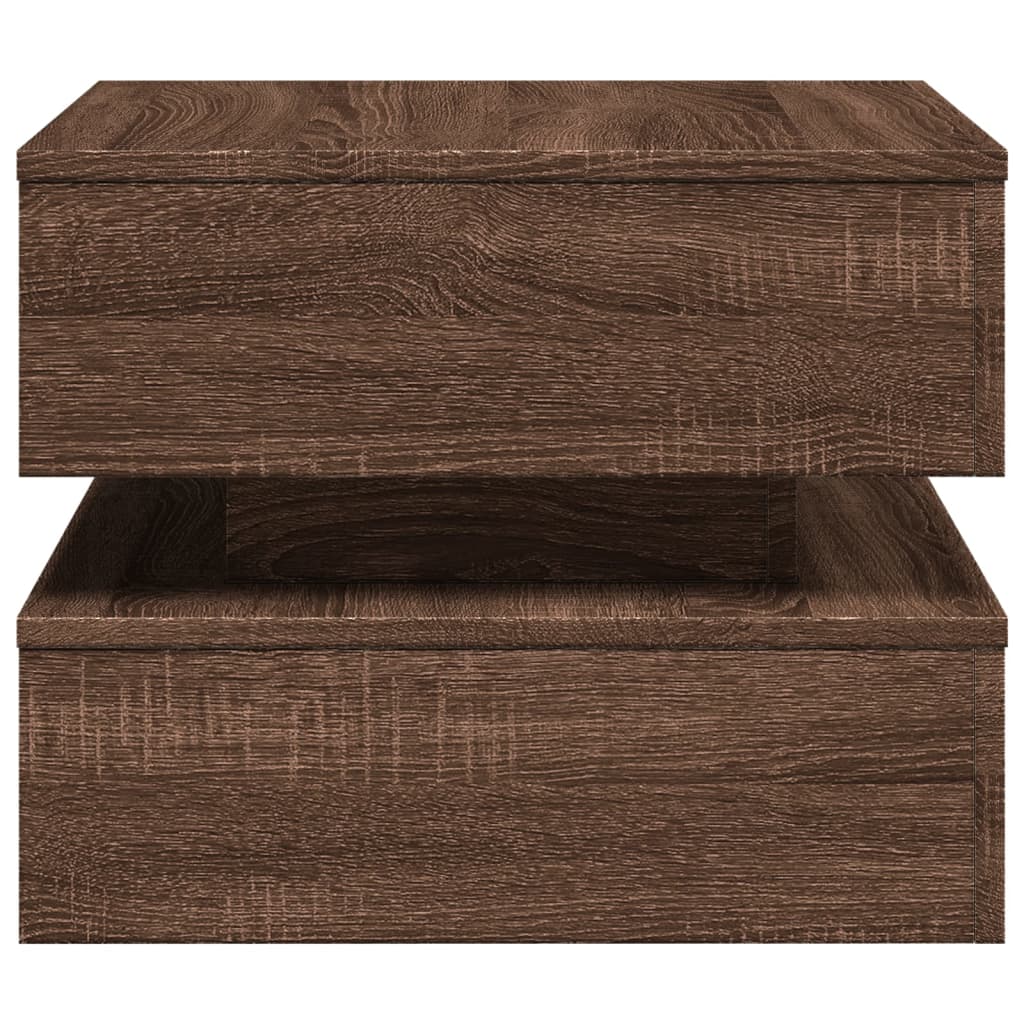 LED Coffee Table In Brown Oak Look 50 X 50 X 40 Cm