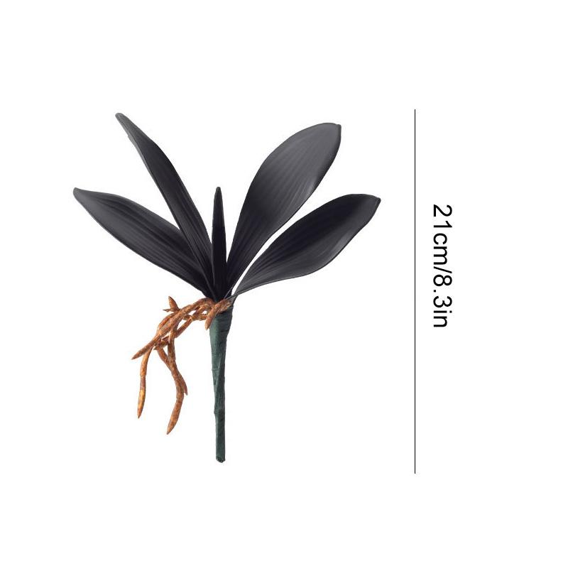 1 Stück Real Touch DIY Künstliche Pflanzen Blumen Orchideenblätter Schwarz Blumendekoration PU Phalaenopsis Blatt