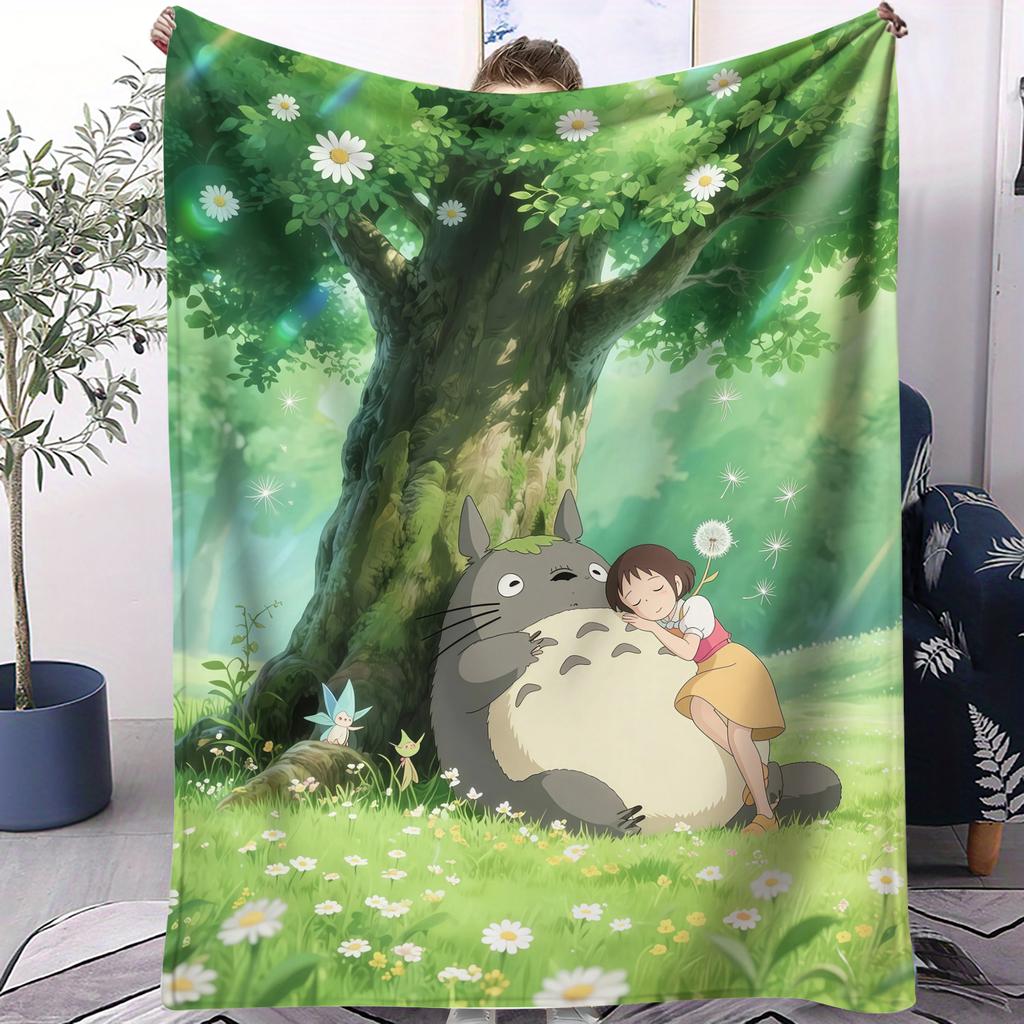 Classic Cartoon Anime T-Totoros Blanket For Office Travel Comfort Leisure Camp Travel Multifunctional Universal Blanket Fan Gift