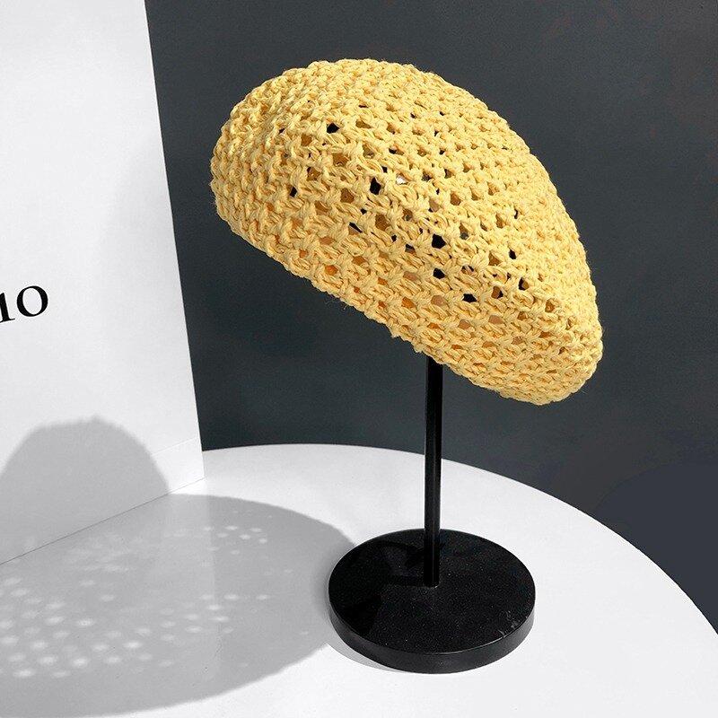 

Элегантный мужской однотонный сетчатый берет с боковой серебряной застежкой, универсальный берет для отдыха на открытом воздухе, солнцезащитный козырек для весны и осени, путешествий, туризма, пляжа, отпуска ONE SIZE жёлтый