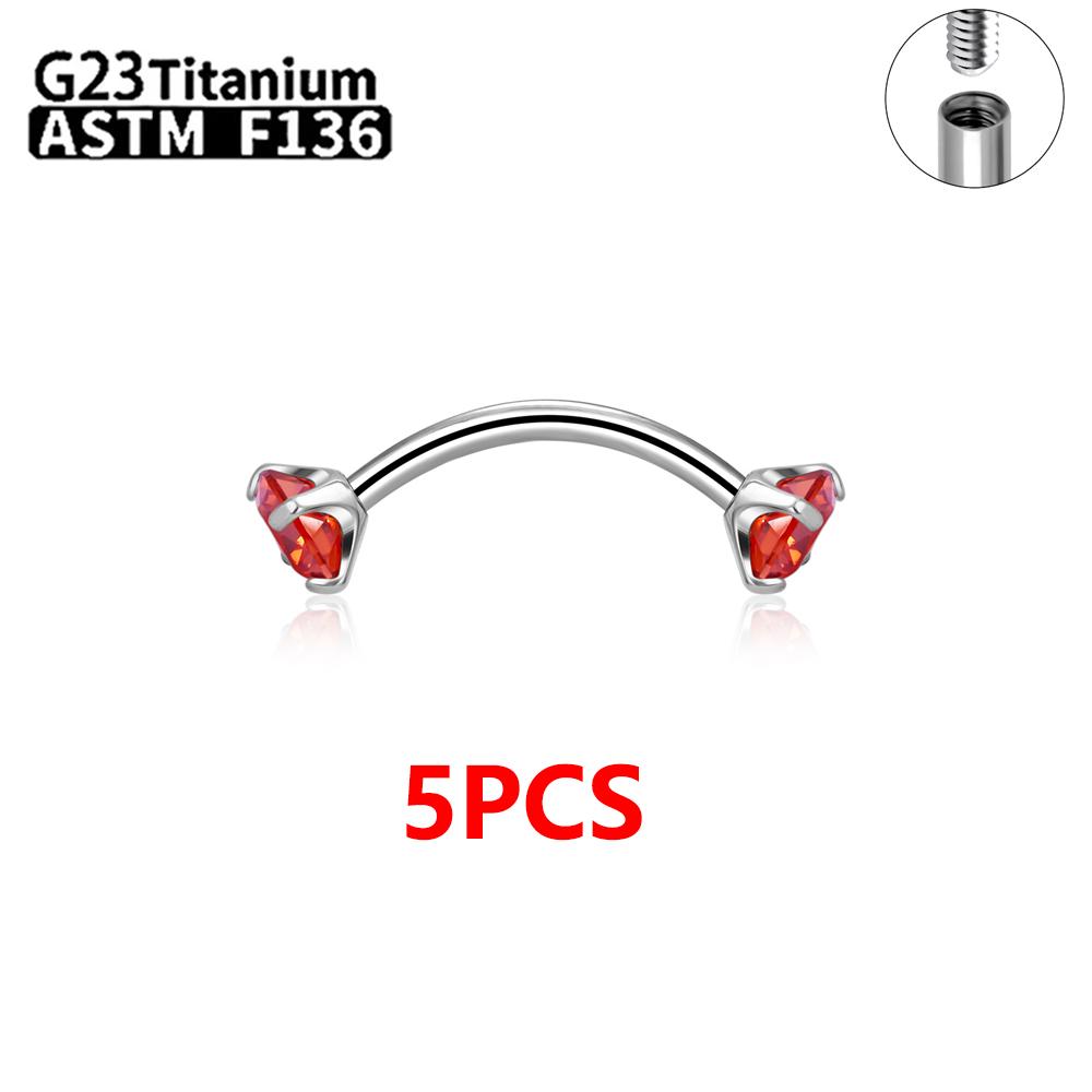 1/5/50 szt. Tytan G23 ASTM-F136 Piercingi Brwi kolczyk cyrkonia Gwint wewnętrzny Brwi Ciało Cyrkonia Hurt