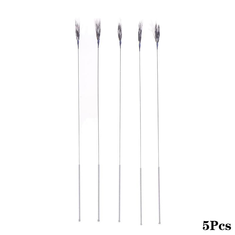 1/5Pcs Goose Feather Stick Ear Picking Elastic Earwax Cleaner Stick Massage Chicken Peacock Feather Silver Needle Ear Dig Tool