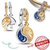 New 925 Silver Conch Dangle Octopus Charm Frog Blue Enamel Bead Fit Snake Bracelet Girls Jewelry Gifts