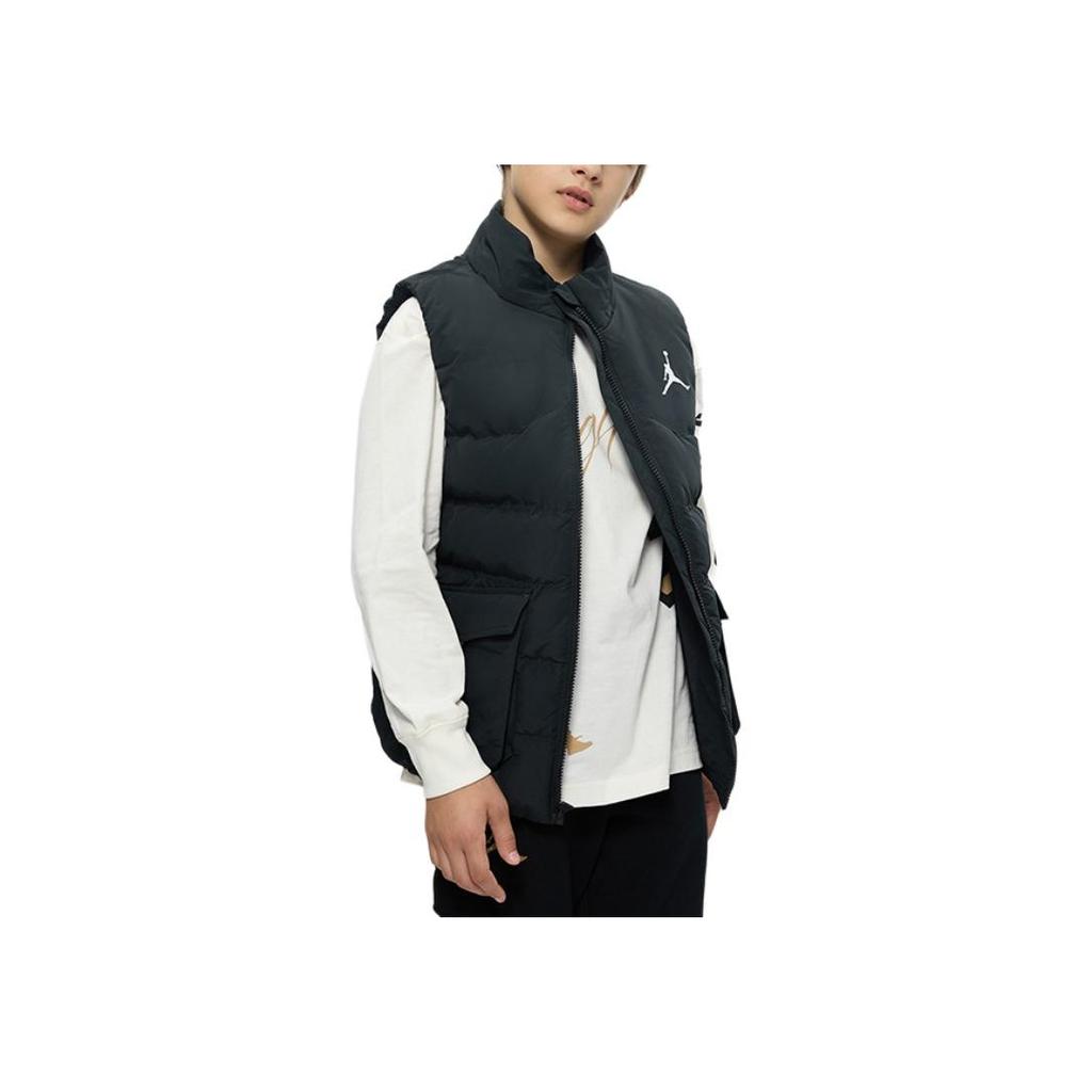 Jordan Einfarbige Stehkragen Ärmellose Weste Kinderwesten Schwarz JD2342004GS-003