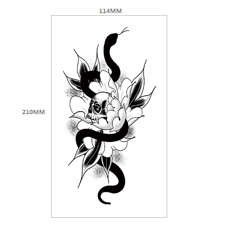 Red Rose Flower Arm Half Arm Tattoo Sticker Owl Hourglass Geometry Water Transfer Set Sticker