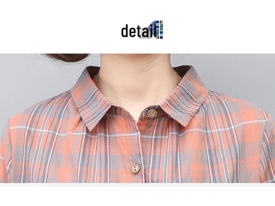 2024 Women's Summer Plaid Long-Sleeve Pure Cotton Loose Shirt - Versatile & Fashionable Top
