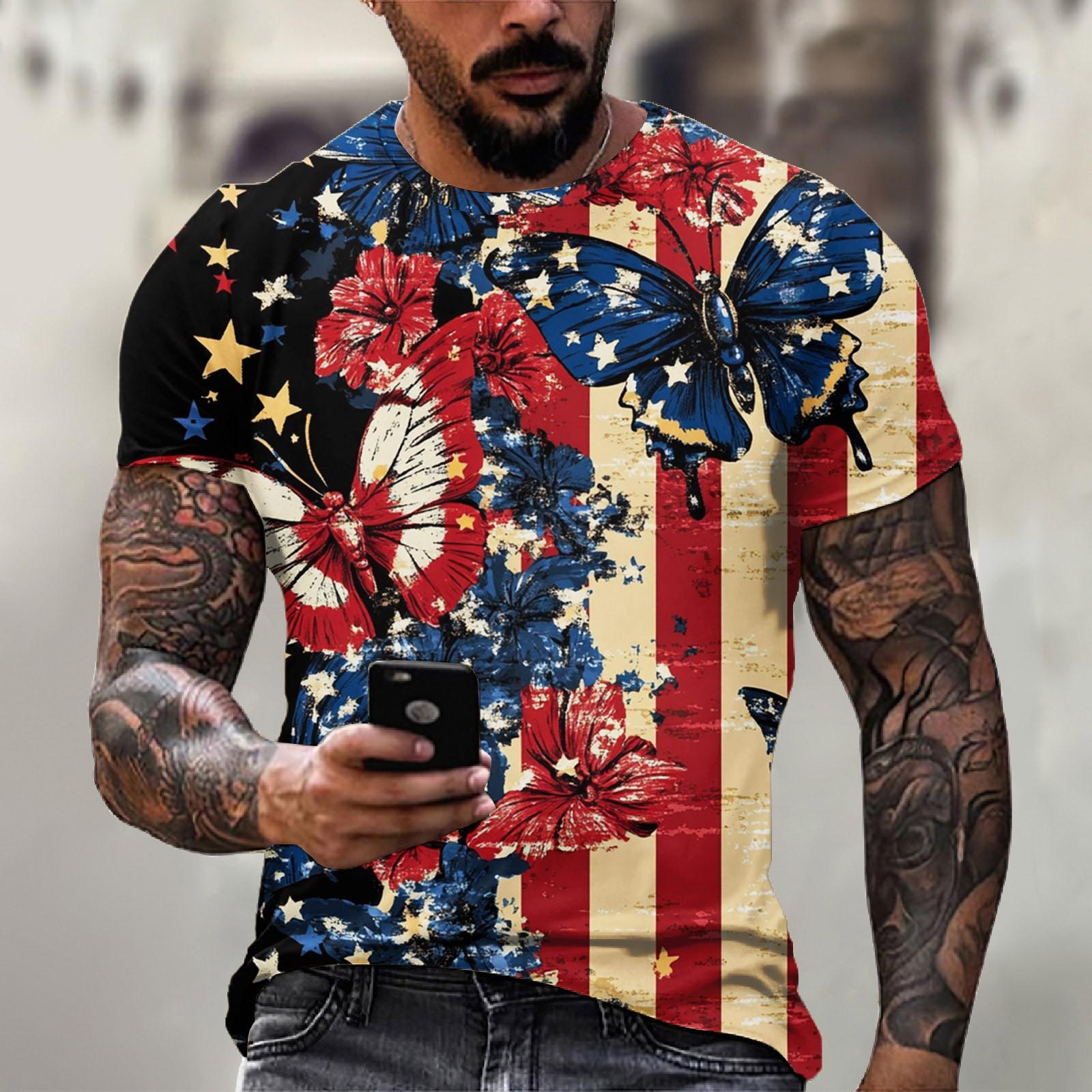 

Чоловіча футболка з круглим вирізом та короткими рукавами з принтом до Дня Незалежності XL винний